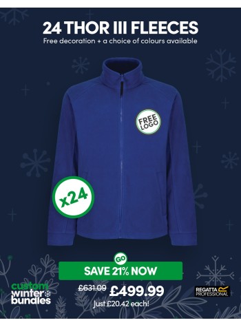 24 of our best selling Regatta Fleeces with FREE EMBROIDERED LOGO and FREE DELIVERY included.