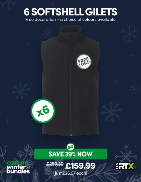 Bundle: 6 ProRTX 2-Layer Softshell Gilets with Free Logo