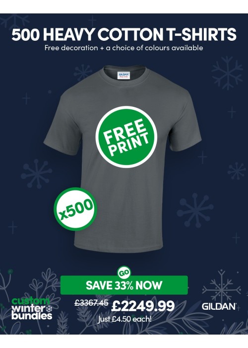 Bundle: 500 x Heavy Cotton T-Shirts with Free...