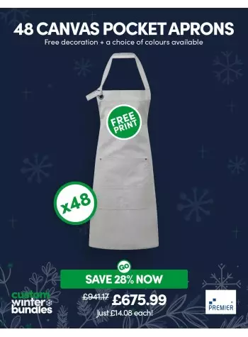 A bundle containing 48 of these top-selling Premier calibre heavy cotton canvas pocket aprons
