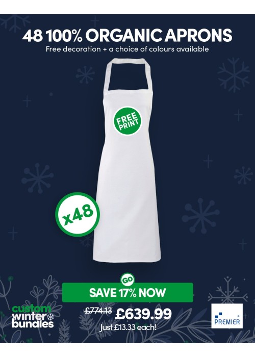 Bundle: 48 x 100% Organic Cotton Aprons with...