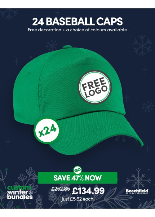Bundle: 24 x Durable 5-Panel Baseball Caps with...