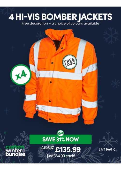 Bundle: 4 x Hi-Vis Bomber Jackets with FREE Logo