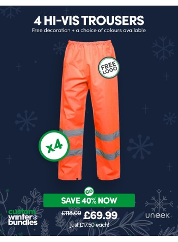 A bundle containing 4 of our best-selling Hi-vis Trousers with FREE LOGO