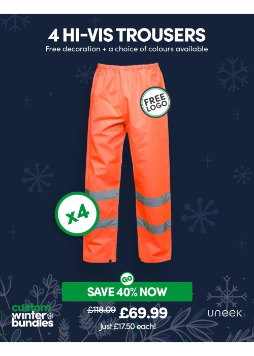 Bundle: 4 x Hi-Vis Trousers with FREE Logo