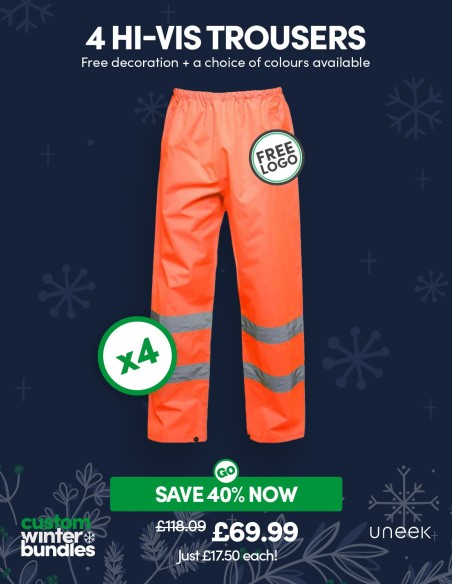 Bundle: 4 x Hi-Vis Trousers with FREE Logo