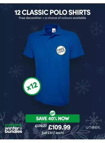 Bundle: 12 Classic Polo Shirts with Free Logo