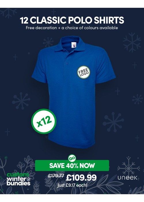 Bundle: 12 Classic Polo Shirts with Free Logo