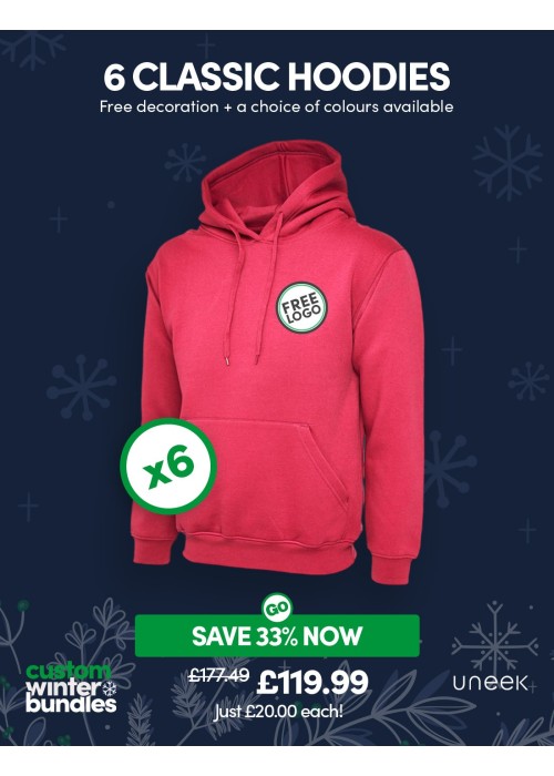 Bundle: 6 Classic Hoodies with Free Logo