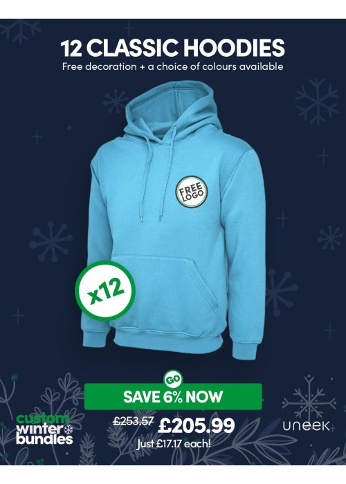 Bundle: 12 Classic Hoodies with Free Logo