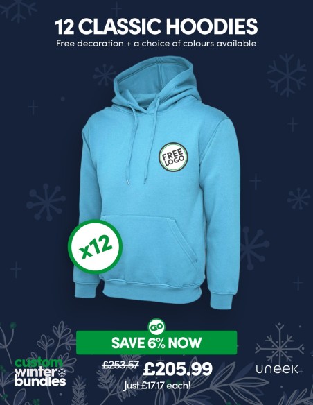 Bundle: 12 Classic Hoodies with Free Logo