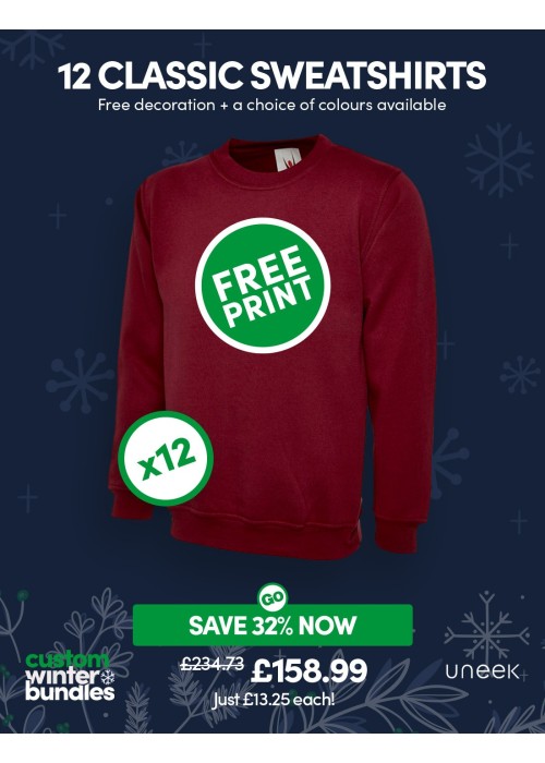 Bundle: 12 Classic Sweatshirts with Free Logo