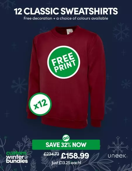 Bundle: 12 Classic Sweatshirts with Free Logo