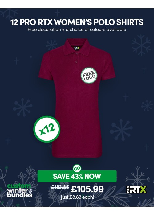 Bundle: 12 ProRTX Women's Polo Shirts with Free...
