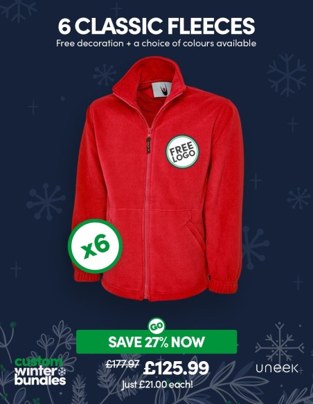 Bundle: 6 Classic Full Zip Fleece Jackets with Free Logo