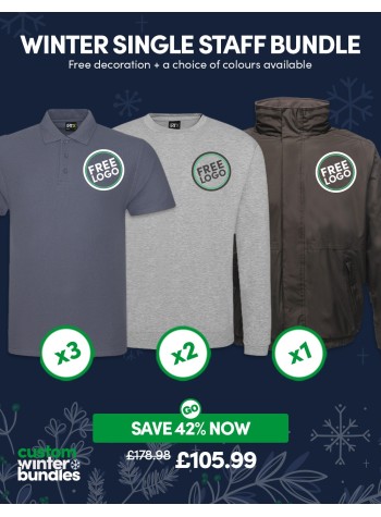 A fantastic value single staff winter bundle of our best-selling workwear with FREE CUSTOMISATION included.