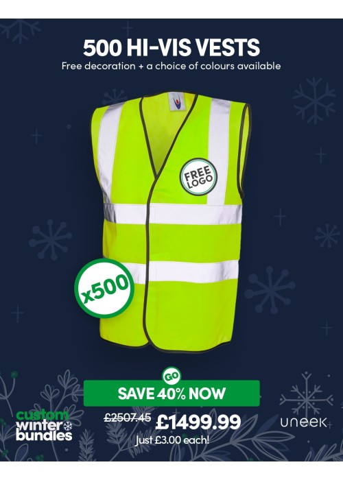 Bundle: 500 Hi-Vis Vests with Free Logo