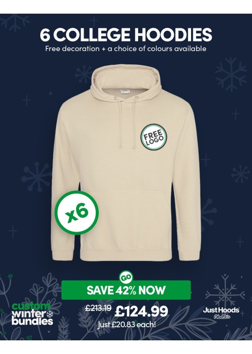 Bundle: 6 x College Hoodie with Free Logo