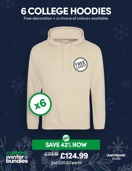 Bundle: 6 x College Hoodie with Free Logo