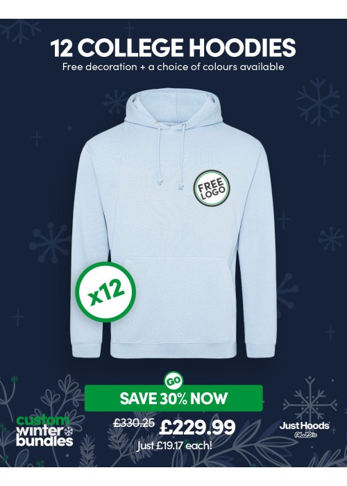 Bundle: 12 x College Hoodie with Free Logo