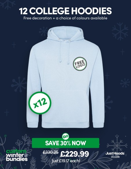 Bundle: 12 x College Hoodie with Free Logo