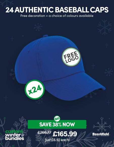 Bundle: 24 x Authentic 5-Panel Baseball Cap with FREE Logo