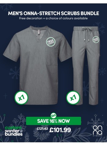 Introducing the Men's Onna-stretch Scrubs Bundle, the ultimate uniform for the modern-day professional!