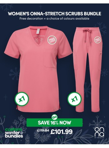 Introducing the Women's Onna-stretch Scrubs Bundle, the ultimate uniform for the modern-day professional!