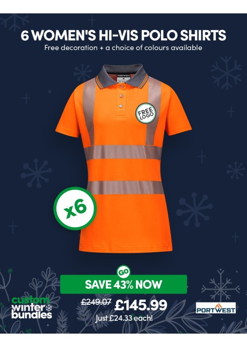 Bundle: 6 x Portwest Women's Hi-Vis Polo Shirts...