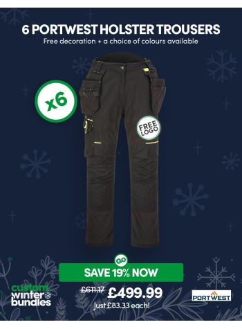 Bundle: 6 x Portwest WX3 Eco Stretch Holster Trousers with Free Logo