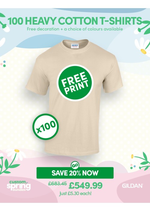 Bundle: 100 Heavy Cotton T-Shirts with Free...