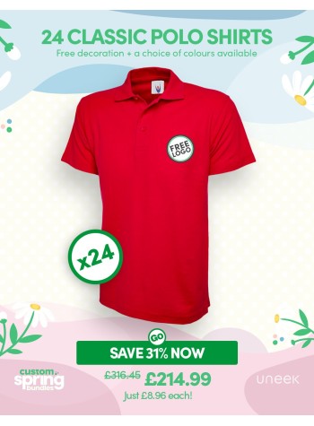 Bundle: 24 Classic Polo Shirts with Free Logo