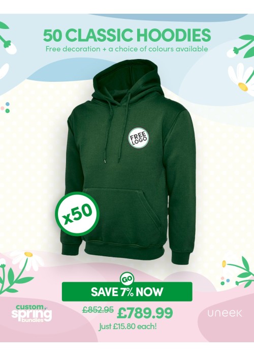 Bundle: 50 Classic Hoodies with Free Logo