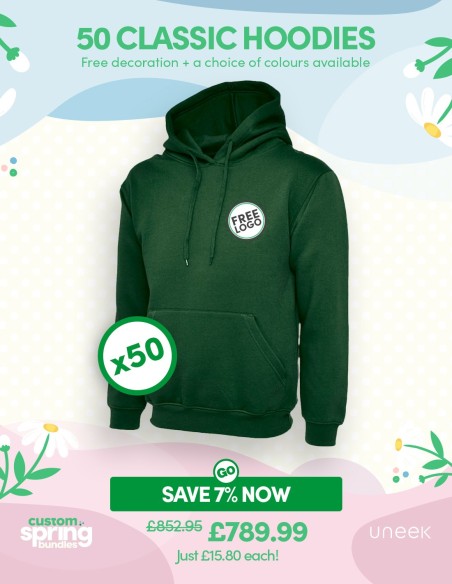 Bundle: 50 Classic Hoodies with Free Logo