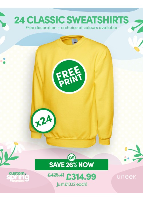 Bundle: 24 Classic Sweatshirts with Free Logo