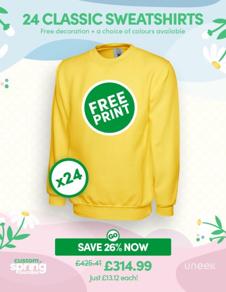 Bundle: 24 Classic Sweatshirts with Free Logo