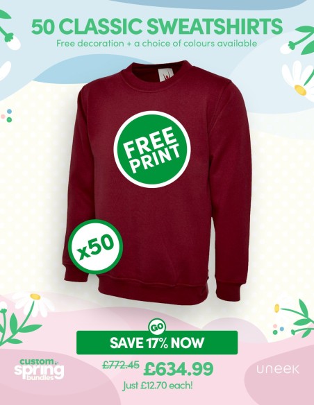 Bundle: 50 Classic Sweatshirts with Free Logo