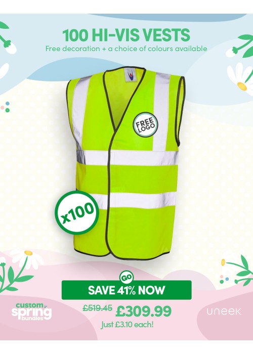 Bundle: 100 Hi-Vis Vests with Free Logo