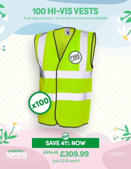 Bundle: 100 Hi-Vis Vests with Free Logo