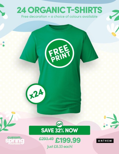 Bundle: 24 Anthem Organic T-Shirts with Free Printing
