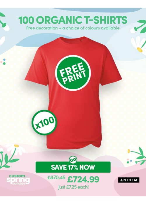 Bundle: 100 Anthem Organic T-Shirts with Free...