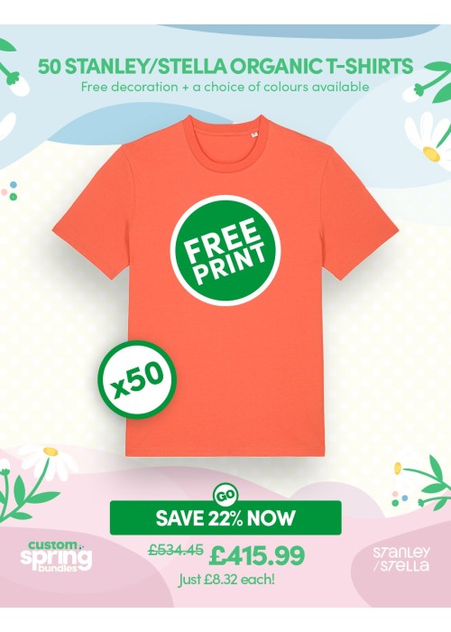 Bundle: 50 Stanley/Stella Organic T-Shirts with...