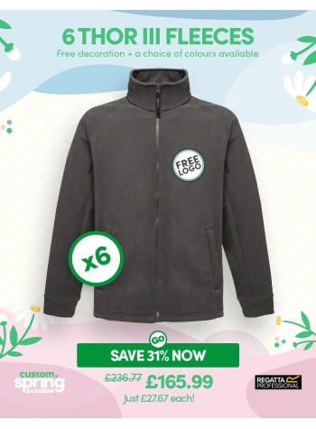 6 of our best selling Regatta Fleeces with FREE EMBROIDERED LOGO and FREE DELIVERY included.