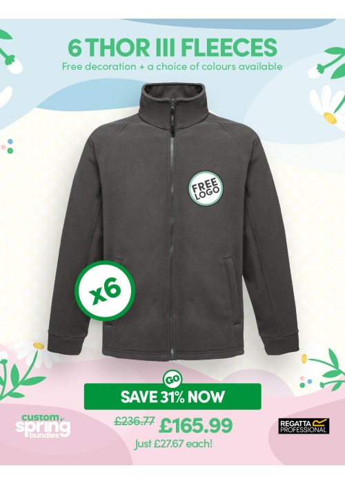 Bundle: 6 Regatta Thor III Fleeces with Free Logo