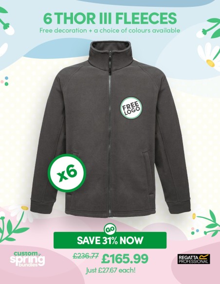 Bundle: 6 Regatta Thor III Fleeces with Free Logo