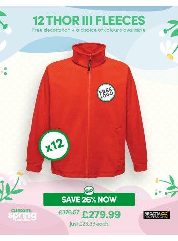 12 of our best selling Regatta Fleeces with FREE EMBROIDERED LOGO and FREE DELIVERY included.