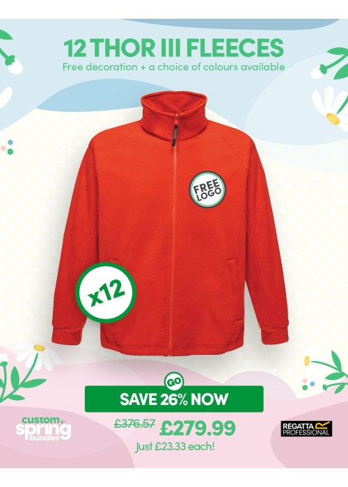 Bundle: 12 Regatta Thor III Fleeces with Free Logo