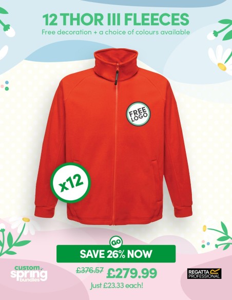 Bundle: 12 Regatta Thor III Fleeces with Free Logo