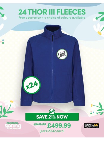 24 of our best selling Regatta Fleeces with FREE EMBROIDERED LOGO and FREE DELIVERY included.