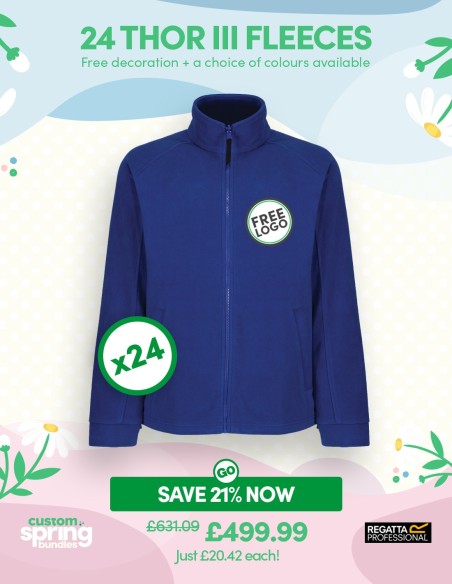 Bundle: 24 Regatta Thor III Fleeces with Free Logo